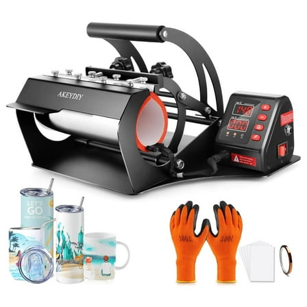 Press, 10-30 OZ Cup Mug Press, Sublimation Straight Skinny Heat Transfer 30 OZ 20 OZ 16 OZ 15 OZ 11 OZ, DIY Presser W/Heat Tape Gloves Sublimation Paper Black Mug Press
