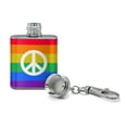 thumbnail image 2 of Peace Rainbow LGBTQ Symbol Stainless Steel 1oz Mini Flask Key Chain, 2 of 3