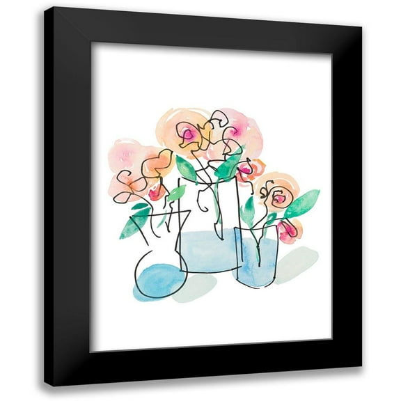 James, Nola 12x14 Black Modern Framed Museum Art Print Titled - Trois Vases