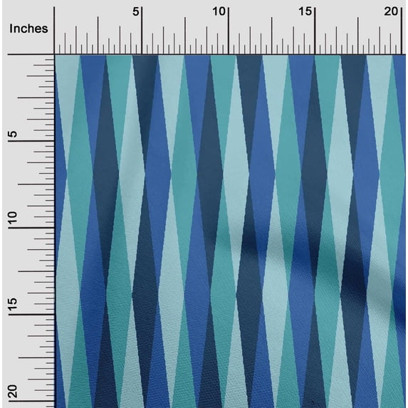 oneOone Cotton Poplin Teal Blue Fabric Argyle Check Dress Material Fabric Print Fabric By The Yard 56 Inch Wide