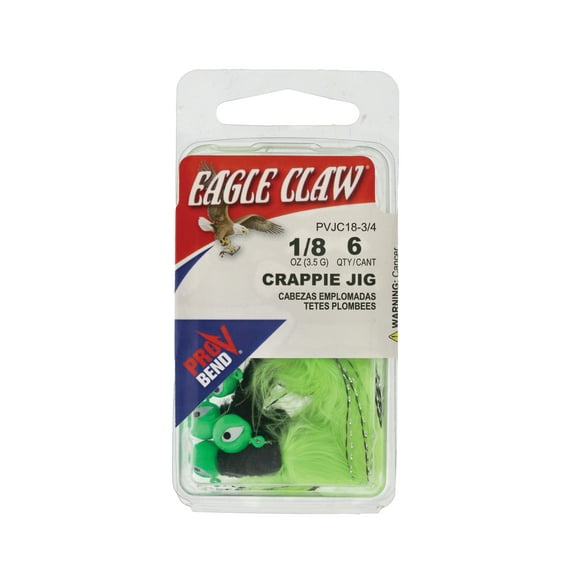 Eagle Claw Marabou Pro-V Crappie Jig –1/8 oz - Chartreuse/Black