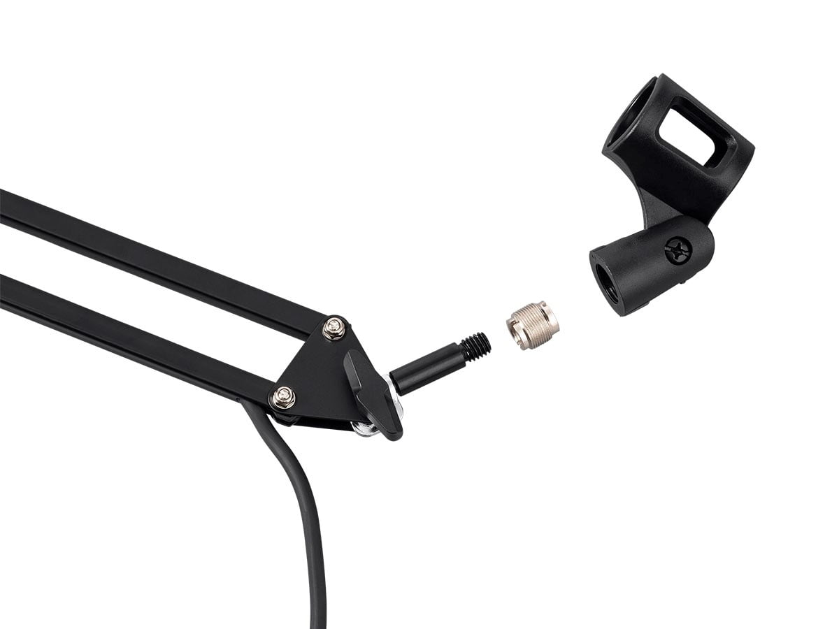 Monoprice Suspension Boom Scissor Broadcast Mic Stand With Integrated XLR Cable, Arm Can Extend Up To 33in - Stage Right Series