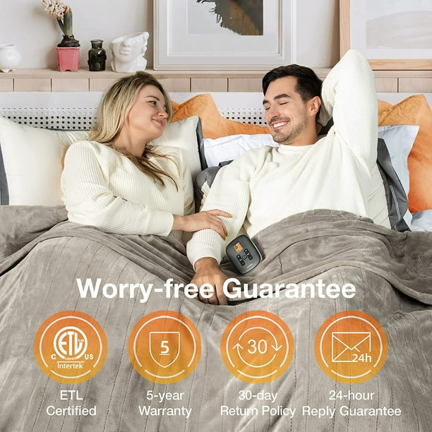 Electric Heated Throw Blanket Soft Flannel Fast Heating Blanket with Multi Color Option Twin Size 62 x 84