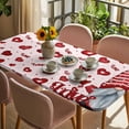 thumbnail image 3 of Pink Valentines Gnomes Table Cloths for 3 Foot Rectangle Tables, Love Heart Red Patio Waterproof Elastic Fitted Tablecloths, Washable Rectangular Table Cover for Camping, 3 of 8