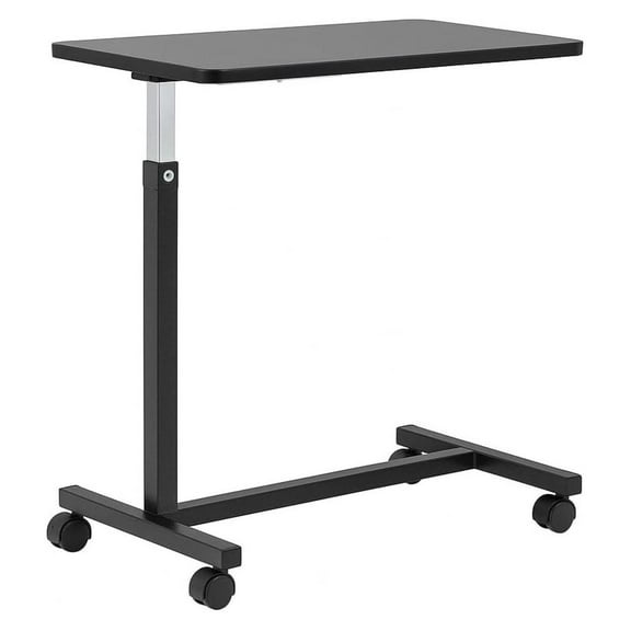 Adjustable Overbed Table on Wheels – Height Adjustable from 30” to 42” – H-Base Rolling Bedside Table for Home, Hospital & Nursing Use – Supports 50 lbs – 15” Wide Surface