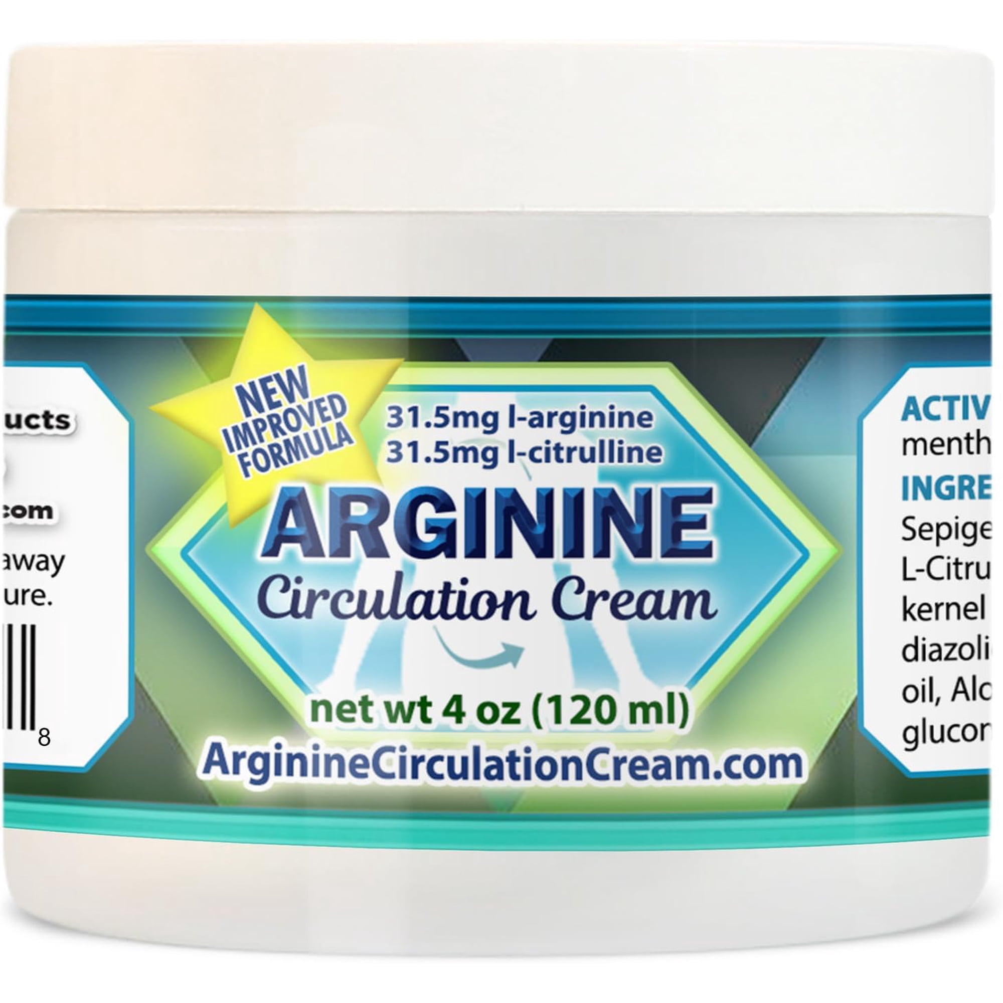 Arginine Circulation Cream 4 oz - Menthol, L Arginine & L Citrulline Lotion