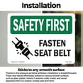 thumbnail image 3 of Fasten Seat Belt OSHA SAFETY FIRST Vinyl Decal Label 7 Inch x 5 Inch - 5 Pack, 3 of 6