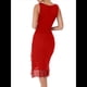 thumbnail image 2 of Vestido Midi Ajustado Fruncido para Mujer, Escote Cuadrado, Sin Mangas, Bajo con Volantes, Vestido de Fiesta para Discoteca, Rojo M, 2 of 8