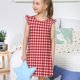 thumbnail image 4 of Fotbe Red Checkboard Vestido de Dormir para Niñas de 3 a 10 Años, Mangas Cortas, Estilo Princesa, Pijama Camisón con Mangas Voladas-X-Large, 4 of 6