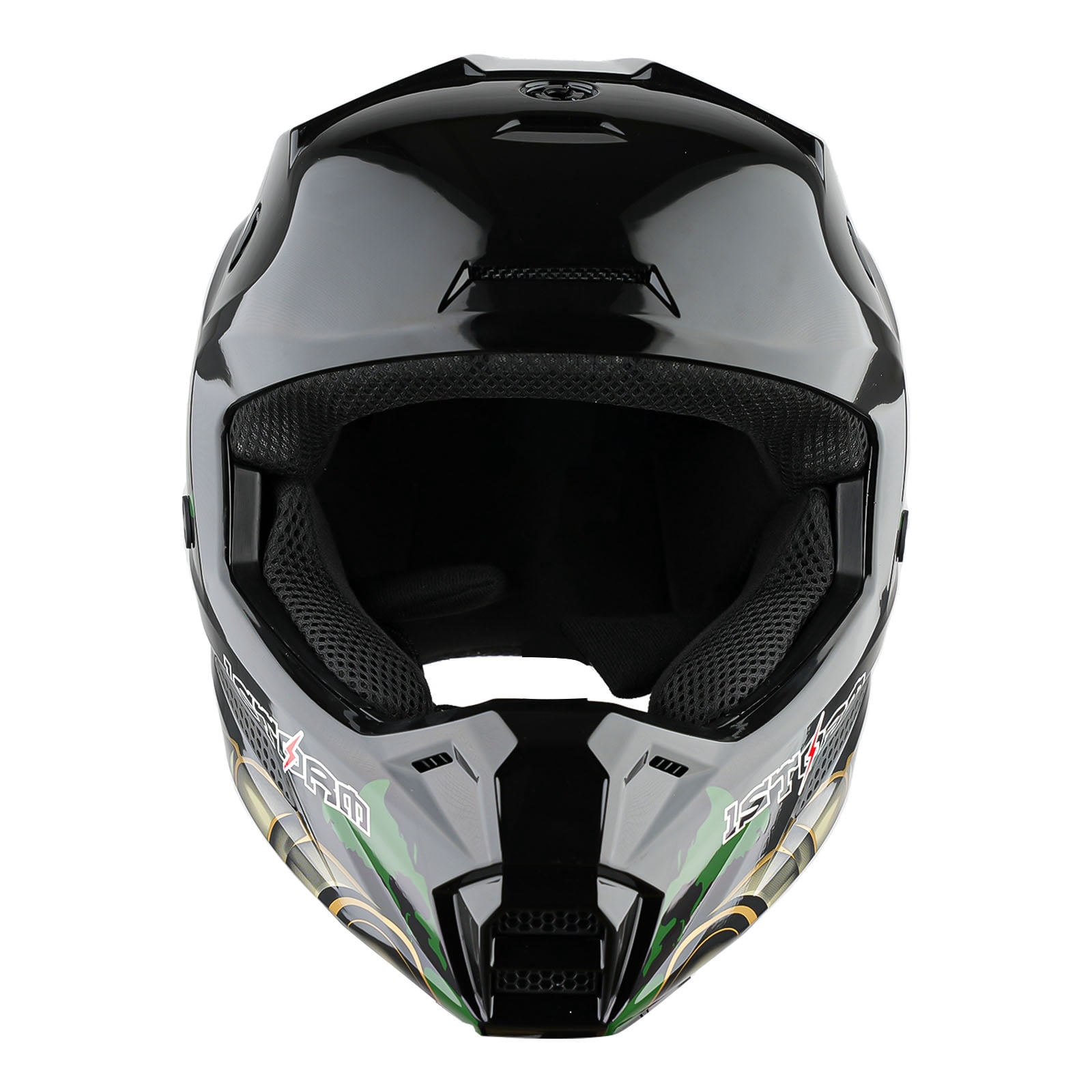 1Storm New Youth Kids BMX MX Bike Helmet Motocross Helmet T602 Teenager DVader Golden + Goggles + Gloves Bundle