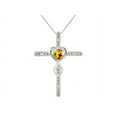 thumbnail image 2 of RYLOS Matching Jewelry Sterling Silver Claddagh Ring & Cross Necklace. Heart Gemstone & Diamonds, 6MM Citrine Yellow Topaz November Birthstone; Size 6, 2 of 9