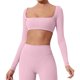thumbnail image 1 of Chaqueta de yoga para mujer - Manga larga con almohadilla en el pecho - Camiseta ajustada y corta para entrenar, 1 of 8