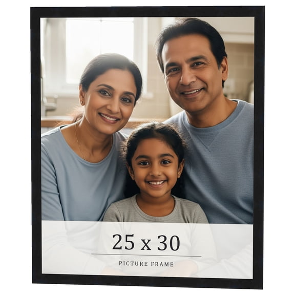 25x30 Frame Black Real Wood Picture Frame Width 0.75 inches | Interior Frame Depth 0.5 inches |