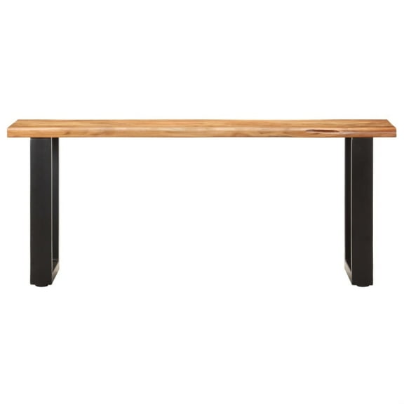 vidaXL Live Edge Bench 43.3" Solid Acacia Wood and Steel