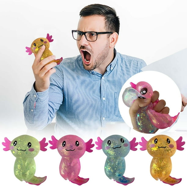onlyliua Liquidación Juguets de Axolotl En Purpurina, Juguet Antiestrés, Adorable Juguet de Axolotl, Juguet Antiestrés Suave, Juguets de Axolotl para Niños y Adultos