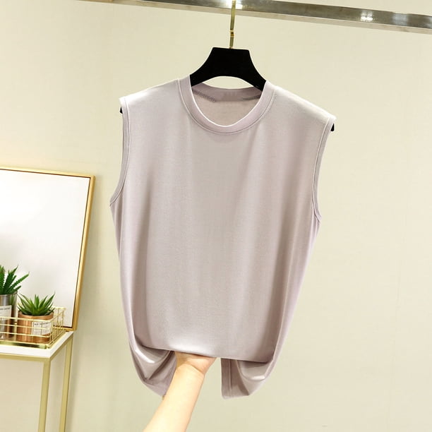 Xuyuer Breathable Summer Sleeveless Tank Top - Fashion Women's Round Neck Solid Comfort Fit Essential for Hot Weather Outdoor Activities, Travel-Friendly Layering