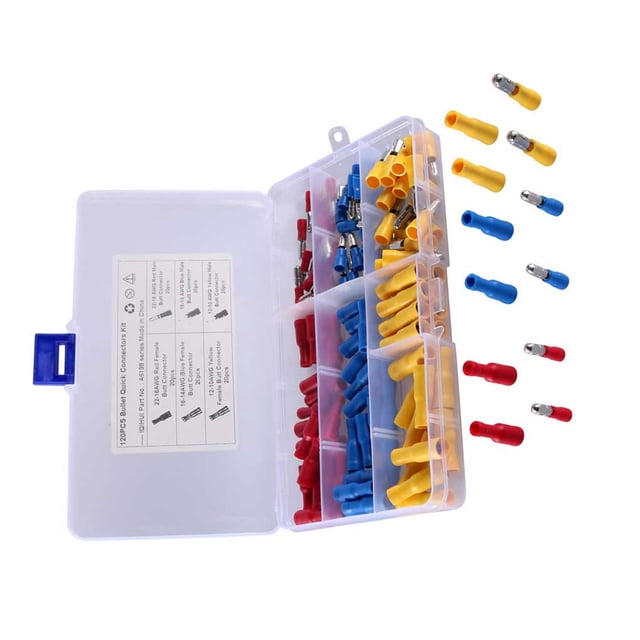 stanreset 120Pcs Insulated Electrical Connector Lightweight Male Plug Terminals Wear-resistant Crimps Terminal Butt Connectors