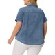 thumbnail image 3 of Camisas de botón de manga corta de mezclilla para mujer de tallas grandes Agnes Orinda 1X en azul lavado con piedra, 3 of 6