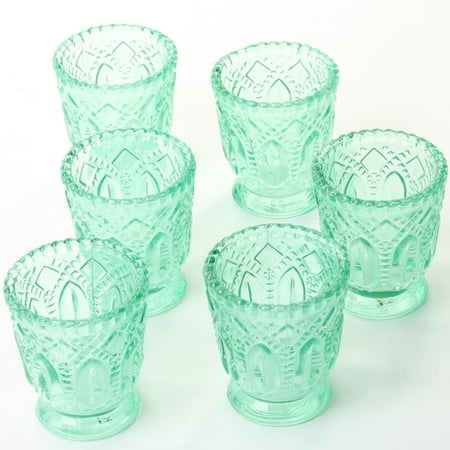 Koyal Wholesale Mint Vintage Glass Candle Holder (Pack of 6), 3 x 2.75