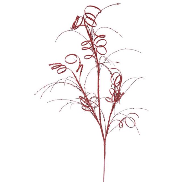 Vickerman QG164503 Red Glitter Curly Spray - 35 in. - 6 Per Bag