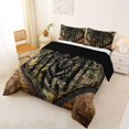 thumbnail image 2 of Castle Fairy Camo Flag Deer Queen Comforter Set 3 Pieces,Oak Vine Distressed Stars Comforter Sets Queen,Olive Black Brown,Black Reversible,1 Comforter and 2 Pillowcases, 2 of 6