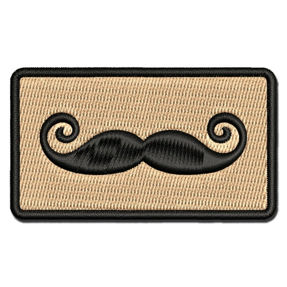 Imperial Mustache Moustache Silhouette Applique Multi-Color Embroidered Iron-On Patch - 2.5 Inch Small