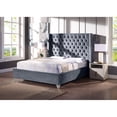 thumbnail image 3 of Contemporary Velvet Upholstered Bed with Deep Button Tufting, Solid Wood Frame, High-density Foam, Silver Metal Leg, Queen Size S00092, 3 of 5