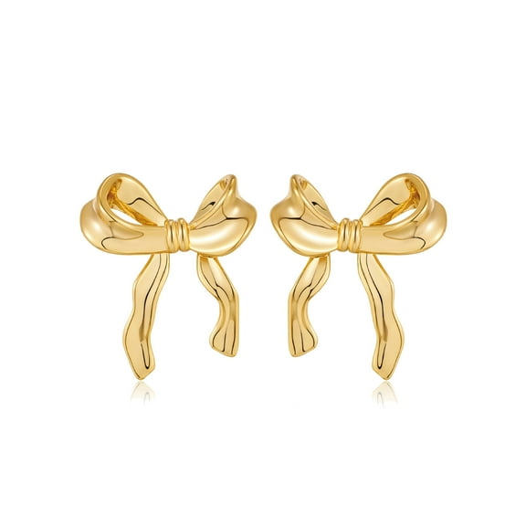 Bow Statement Dangle Earrings, 18K Gold Plated Stud Earrings for Women, Perfect for Daily Party Outfit Decoration, Jewelry Gift