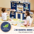 thumbnail image 6 of Kids Kitchen Playset, 3-in-1 Toddler Kitchen with Simulated Spray, Sounds and Lights, Play Kitchen Set with 74 PCS Cooking Accessory Set for Toddlers, Preschoolers, Children Ages 3-8, Blue, 6 of 8