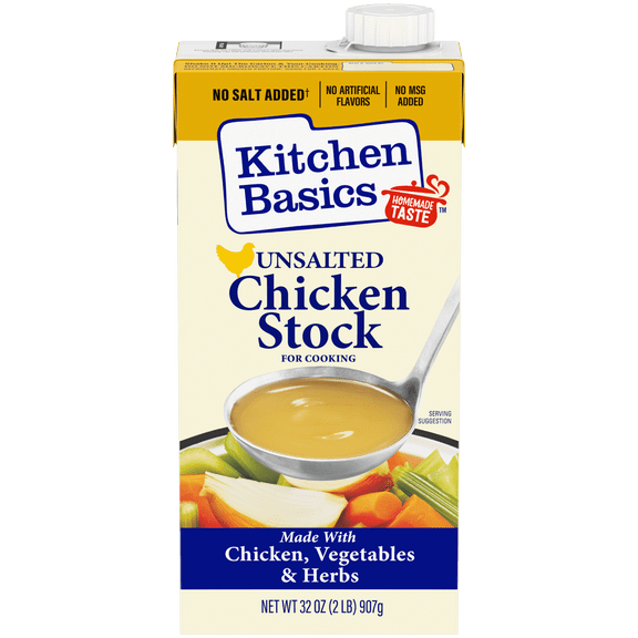Kitchen Basics Unsalted Chicken Stock, 32 oz Carton