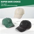 thumbnail image 6 of Bocaoying 3 Pcs Washed Cotton Baseball Caps for Men Women with Small Heart Embroidery , Breathable Retro Adjustable Dad Hats with Crown, Curved Brim Ball Caps for Daily Wear, Beige/Black/Green, 6 of 8