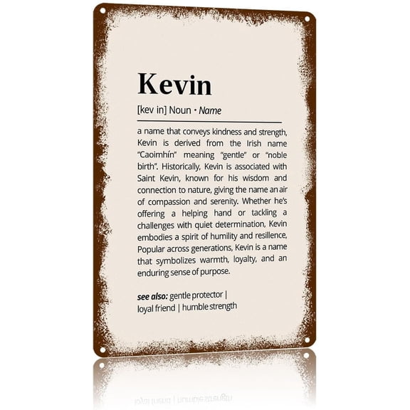 Kevin Name Meaning Vintage Metal Sign Aluminum Wall Art Poster 8x12 Inch for Home Decor, Doors and Fences