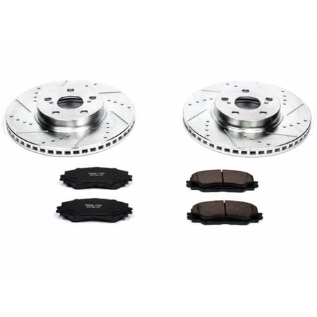 Front Brake Pad and Rotor Kit - Compatible with 2009 - 2019 Toyota Corolla 1.8L 4-Cylinder - Power Stop