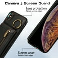 thumbnail image 2 of Crossbody Wallet Case for iPhone X/XS, with Shoulder Strap Card Slots Ring Holder, Magnetic Flip Folio Zipper Purse Case, PU Leather Kickstand Cover Handbag for iPhone X/XS, Black, 2 of 10