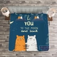 thumbnail image 3 of Ambesonne I Love You Quilted Bedspread Set 3 Pcs, Love Cats on Roof, King Size, Petrol Blue Ivory, 3 of 3