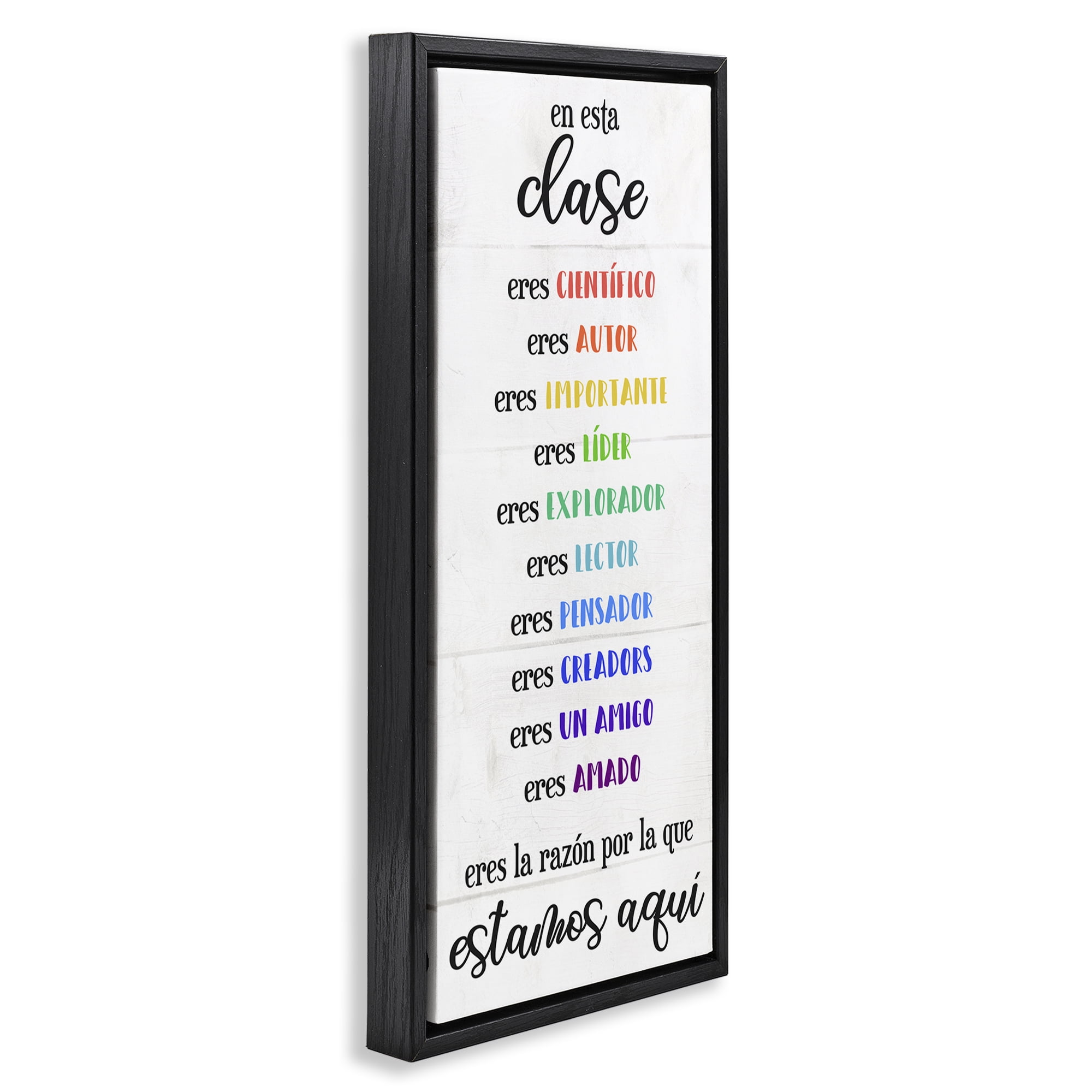 Stupell Industries En Esta Clase Eres… Inspirational Quotes & Sayings Painting Black Floater Framed Art Print Wall Art, 11 x 25