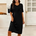 thumbnail image 2 of Taqqpue Cotton Nightgown for Women Solid Color Long Sleepshirts Short Sleeve Full Length Nightshirt Casual Loungewear for Women, 2 of 9