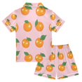 thumbnail image 2 of FORMRS Kids Short Sleeve Top and Pants Pajama Set Unisex Satin 2-Piece Sleepwear, Sizes 5-6Y, Cute Oranges, 2 of 8
