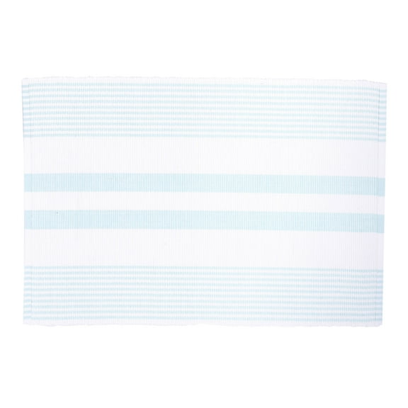 Classic Stripe Woven Fountain Blue & White Stripe Woven Single Placemat, 13" x 19"