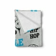 thumbnail image 2 of Hip Hop Soft Flannel Fleece Throw Blanket, Hip Hop Elements Freestyle Rap Duel with Microphones Theme, Cozy Plush for Indoor and Outdoor Use, 50" x 60", Azure Blue Pale Grey, by Ambesonne, 2 of 6