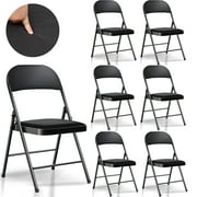 SUGIFT Fabric Padded Folding Chair Portable Dining Chairs 6 Pack, Black
