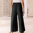 thumbnail image 3 of Olyvenn Women's Casual Slim High Elastic Waist Color Sports Cotton And Linen Pants Full Length Pants for Women Trendy 2023 Black 4, 3 of 7