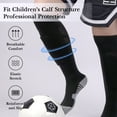 thumbnail image 5 of Linkidea Kids Soccer Socks with Shin Guards, 2 Pairs Breathable Knee High Socks with Lightweight Shin Pads, Long Sleeve Cushion Socks for Child 7-9 Years Over Calf Soccer Socks (Black&Blue, M), 5 of 6