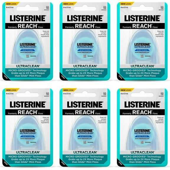 Listerine Ultraclean Dental Floss, Oral Care, Mint-Flavored, 30 Yards (pack of 6)