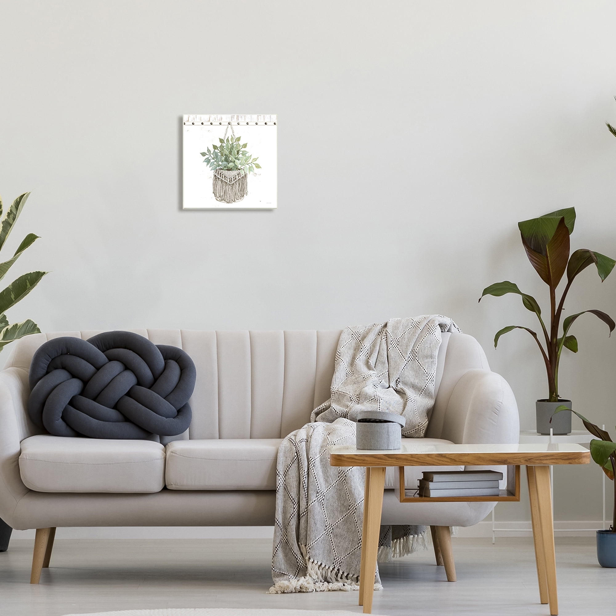 Stupell Industries Macrame Woven Tapestry Hanging Pot Planter,12 x 12, Design by Cindy Jacobs