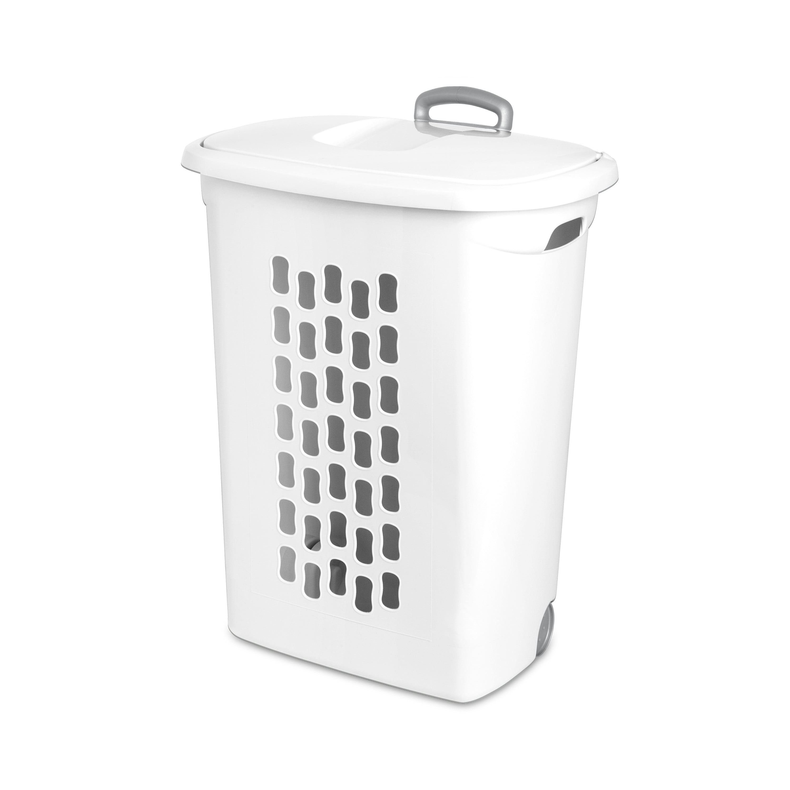 Sterilite Ultra™ Wheeled Laundry Hamper Plastic, White, Set of 2 - 2