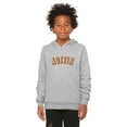 thumbnail image 2 of Daxton Youth Unisex Pullover Cities States Hoodie Mid-Weight Fleece Sweater - Austin Heather Gray Rust, XL, 2 of 3