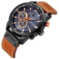 thumbnail image 2 of Mens Sport Military Analog Quartz Watch Chronograph Classic Casual Business Dress Waterproof Watch Multifunctional Wristwatch with Leather Strap, 2 of 6