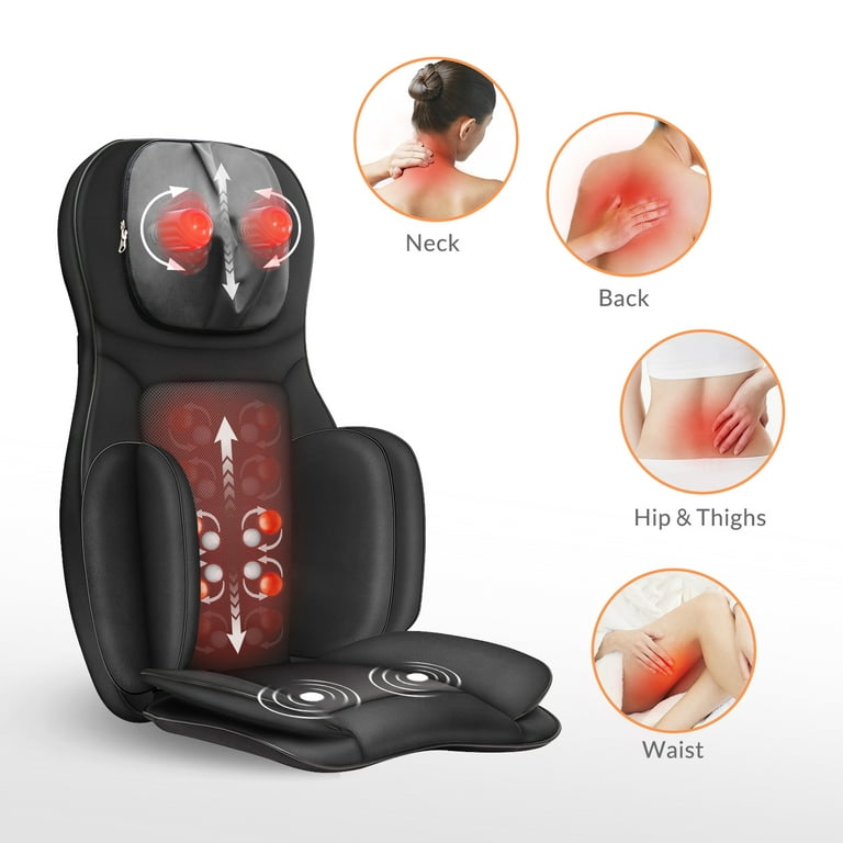 Snailax Shiatsu Massage Cushion with Heat Massage Chair Pad Kneading Back  Massager for Home Office Seat use