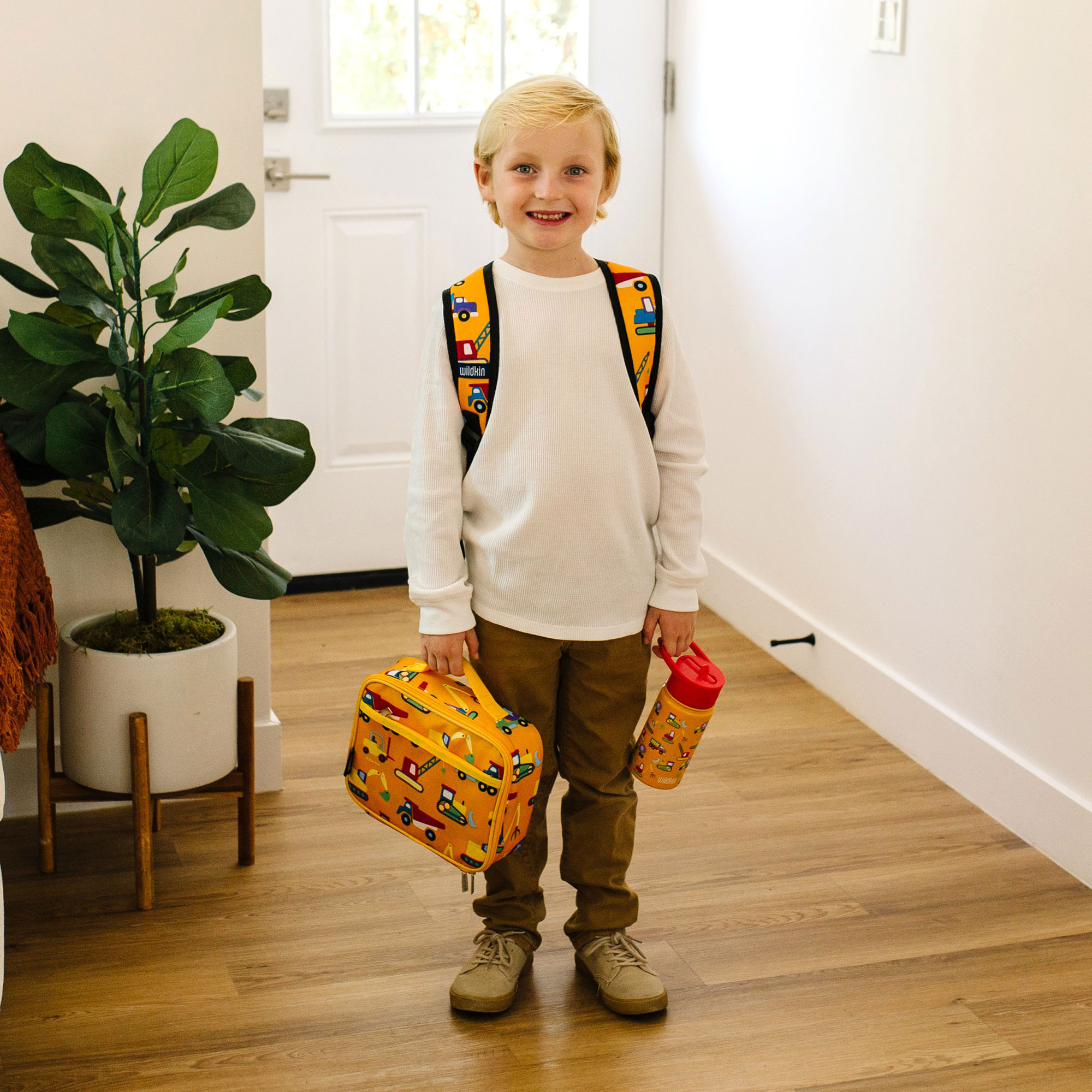 Mochila escolar y de viaje de 15 pulgadas para niños y niñas (amarillo construcción) 6